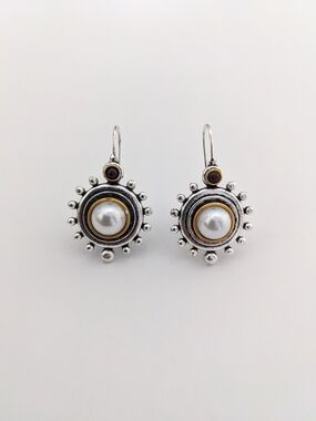 Two-Tone Pearl Drop Earrings